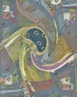 Engrenagem - Mixed Media Paintings - By Anna Helena Fisher, Composition Painting Artist
