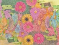A Very Colorful Garden - Mixed Media Paintings - By Anna Helena Fisher, Composition Painting Artist