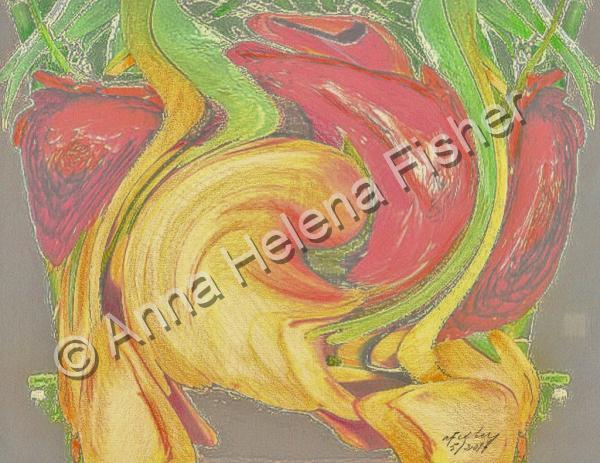 Flora - Yellow-Orange Tulips - Mixed Media