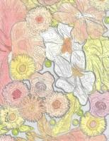 Jardim Florido - Mixed Media Paintings - By Anna Helena Fisher, Flora Painting Artist