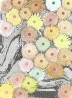 Flowers On Gray - Mixed Media Paintings - By Anna Helena Fisher, Abstract Painting Artist