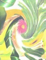 Green Ribbons - Mixed Media Paintings - By Anna Helena Fisher, Abstract Painting Artist