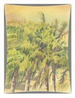 Palmas - Mixed Media Paintings - By Anna Helena Fisher, Flora Painting Artist