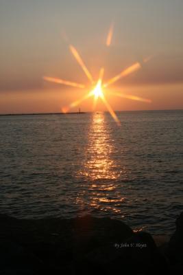 Sunset - Sunset Off Lake Erie Rocks - Natural