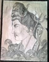 Pencil Drawing - Lord Shiva - Pencil