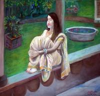 Lilly David Smith Elizabeth  - Watercolour - Water Colour Paintings - By Sajith Puthukkudi Sooryakiran Bhrahaspathi, Impressionism Painting Artist