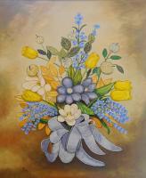 Flors Amb Lla - Tela Paintings - By Pau Barrera, Oil Painting Artist