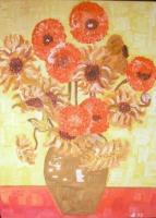 1 - Reproduction Van Gogh Sunfrowers - Oil On Canvas