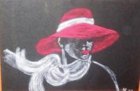 Red Hat Mistery - Pastel On Paper Paintings - By Ana Petronijevic, Pastel On Paper Painting Artist