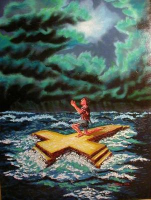 Surealworld Color Illustration - Salvation In A Storm - Acrylics