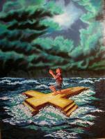 Salvation In A Storm - Acrylics Paintings - By Stephen J Vattimo, Symbolism Painting Artist