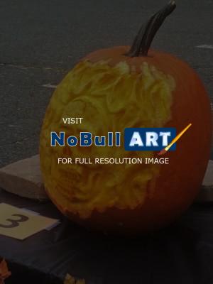 Surealworld Color Illustration - Flaming Skull 3D Pumpkin Carve - Add New Artwork Medium