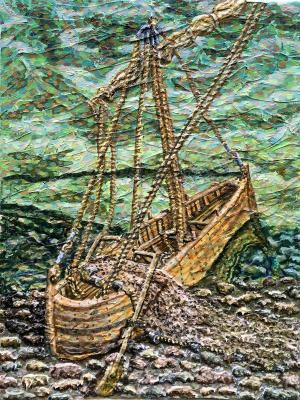 Surealworld Color Illustration - They Dropped Their Nets And Left Their Boat To Follow Jesus - Acrylics