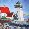 Lighthouse In Maine - Acrylic Paintings - By Michael Gavan Duffy, Contemporary Painting Artist