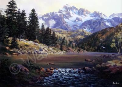 Lake Scene - Milllake And Longs Peak - Digital Giclee Image On Canvas