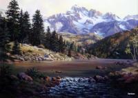 Milllake And Longs Peak - Digital Giclee Image On Canvas Paintings - By Walter Fenton, Realism Painting Artist