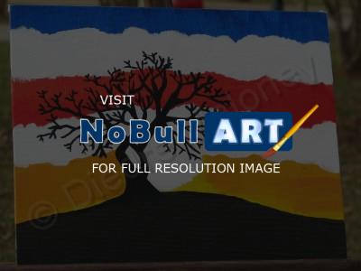 Acrylic Paintings - Sunset Tree - Acrylic