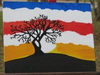Acrylic Paintings - Sunset Tree - Acrylic