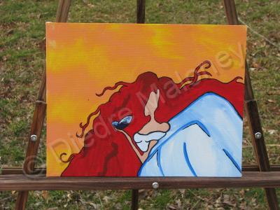 Acrylic Paintings - Fire Haired Muse - Acrylic