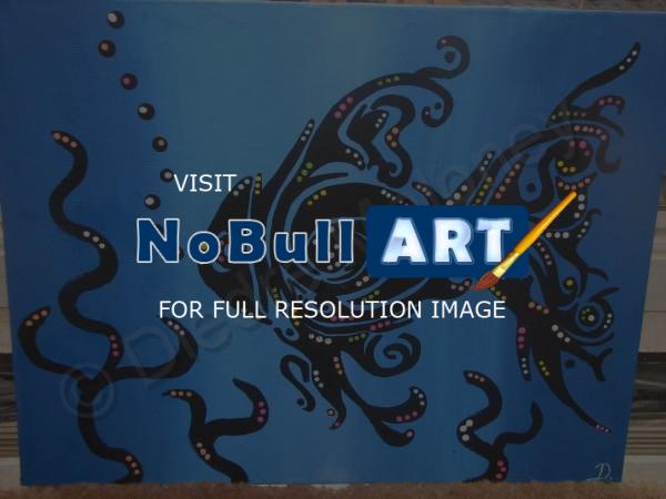 Acrylic Paintings - Blue Goldfish - Acrylic