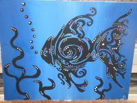 Blue Goldfish - Acrylic Paintings - By Diedre Maloney, Abstract Painting Artist