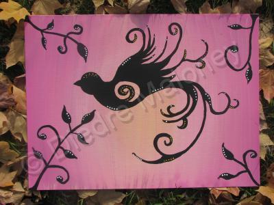 Acrylic Paintings - Pink Sparrow - Acrylic