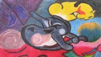 Oil Pastel Cats - Acrylic Paintings - By Diedre Maloney, Abstract Painting Artist
