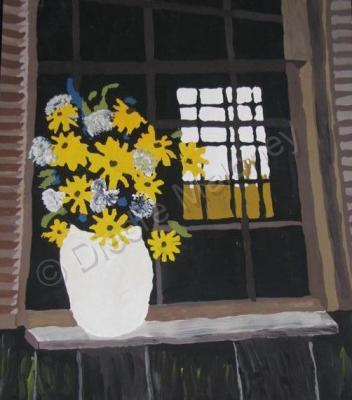 Acrylic Paintings - Barn Flowers - Acrylic