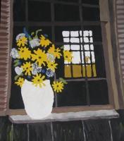 Acrylic Paintings - Barn Flowers - Acrylic