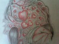 Love - Pencil Red Ball Pen Drawings - By Lenin Khundrakpam, Abstract Drawing Artist