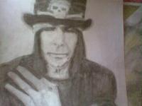 Mick Mars - Charcoal N Whit Choke Drawings - By Lenin Khundrakpam, Realistic Drawing Artist