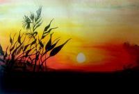 Sunset - Painting On Paper Paintings - By Radha Sharma, Painting Painting Artist