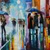 Bus Stop - Under The Water - Oil Paintings - By Leonid Afremov, Palette Knife Painting Artist
