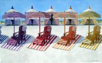 Cabana Beach - Watercolor Paintings - By Cory Clifford, Realism Painting Artist