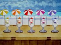 Florida Lifestyle - Drinks On The Beach - Watercolor