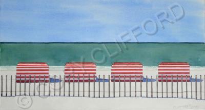 Florida Lifestyle - Fenced In Beach - Watercolor