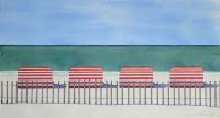 Fenced In Beach - Watercolor Paintings - By Cory Clifford, Realism Painting Artist