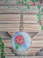 Peaceful Rose - Ink And Color Pencils Drawings - By Tom Rechsteiner, Contemporary Drawing Artist