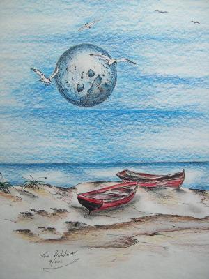 Toms Ink - Cedar Key Fishing Spot - Ink And Color Pencils