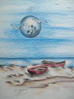 Toms Ink - Cedar Key Fishing Spot - Ink And Color Pencils