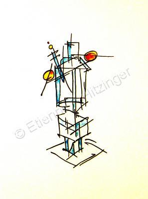 Tectonic - 214 - Pen And Ink Watercolor