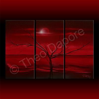 Landscape - Deep Red Landscape Triptych Theo Dapore - Acrylic