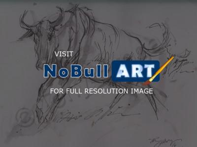 Wild Animal Drawings - Blue Wildebeest Gnu - Pen And Wash