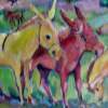 Sanctuary Of The Yellow Donkeys - Oil Paintings - By Tony Grogan, Exspressionitic Painting Artist