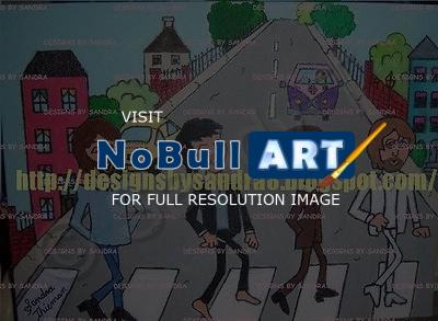 Beatles - Beatles Cartoon Abbey Road - Acrylic