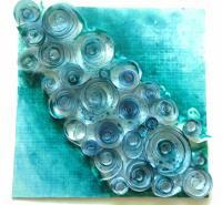 Installation With Painting And - The Spiral Splash - Water Colorhardboardhandmade P