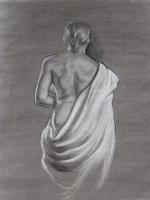 Nude 20Min Sketch - Charcoal Drawings - By Vrezh Khalatyan, Realism Drawing Artist