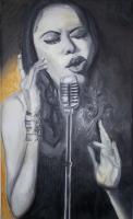 Listen II - Oil Pastel Paintings - By Monique And Nate Dunson, Figuritive Painting Artist