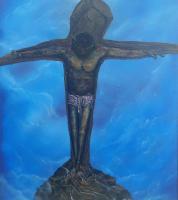 Crucifix - Oil On Canvas Paintings - By Monique And Nate Dunson, Figuritive Painting Artist