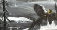 Stellar Eagles - Oil On Canvas Paintings - By Monique And Nate Dunson, Traditional Painting Artist